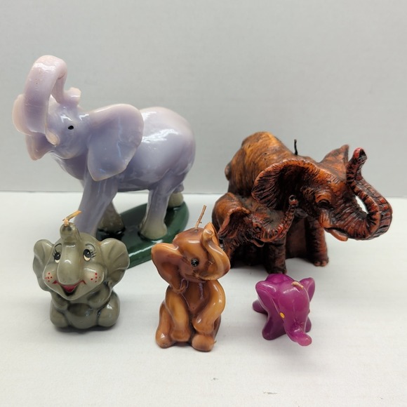 Other - Lot of 5 Vintage Elephant Shaped Novelty Decorative Candle Wax Figurine